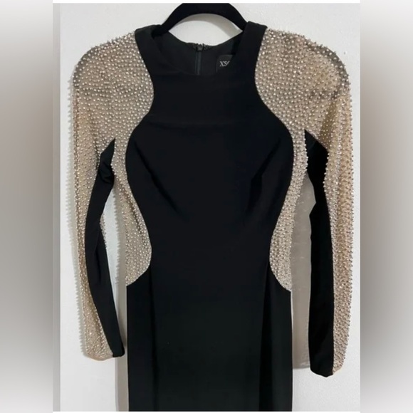 ESCAPE STUDDED EMBELLISHED KNEE LENGTH SHEATH DRESS IS LIKE NEW - Picture 2 of 7